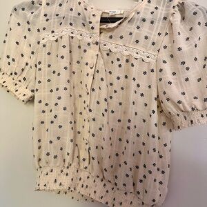 Mine Cream and Black Floral Blouse